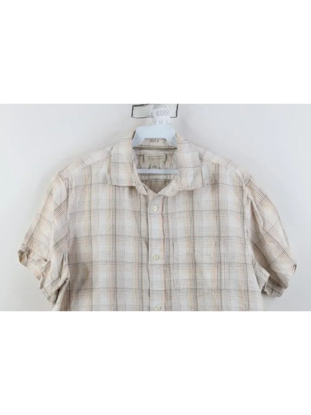 Vtg Y2K 2007 Banana Republic Mens Large Linen Blend Short Sleeve Button Shirt